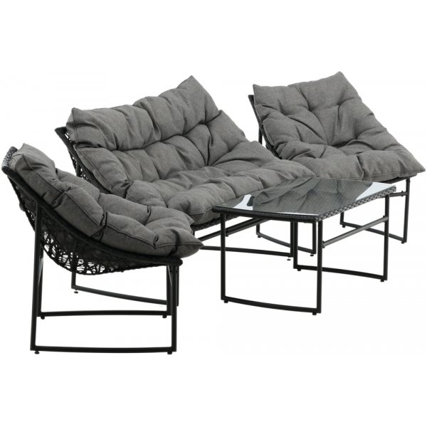 Groupe de canapés Tina - Noir/gris Groupe de canapés Tina - Noir/gris