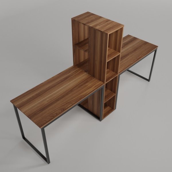 Duo skrivbord 240 x 60 cm - Valnt/svart