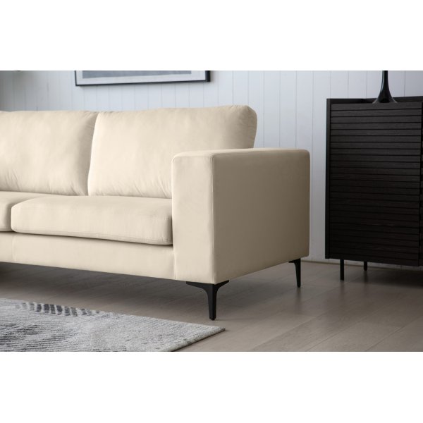 Aspen 3-sits soffa i beige sammet + Textilrengöring för möbler Aspen 3-sits soffa i beige sammet + Textilrengöring för möbler