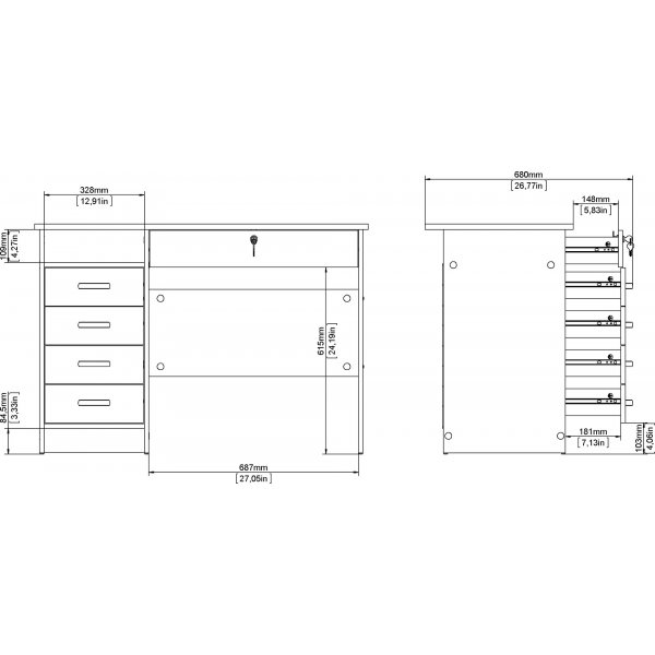Function Plus skrivbord med 4 ldor 109,3 x 48,5 cm - Jasmund