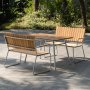 Mllan utegrupp i teak: 2 st soffor med matbord 120x80 cm