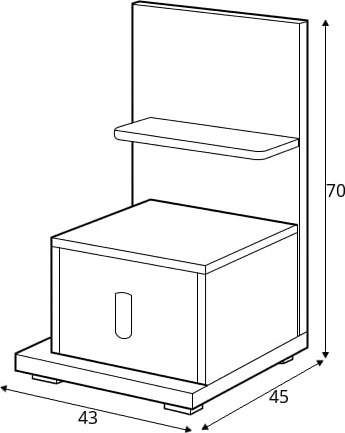 Table de chevet Simi gauche - Hickory/blanc
