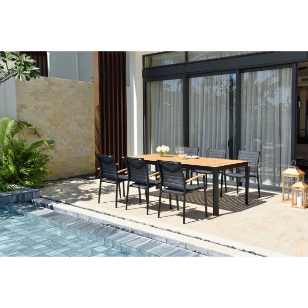 Groupe de repas Portals 14 - Noir/teck Groupe de repas Portals 14 - Noir/teck