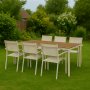 Matgrupp; 6 stolar och matbord 205 x 90 cm beige - Copacabana