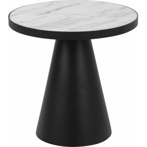 Soli soffbord Ø45 cm - Vit marmor/svart