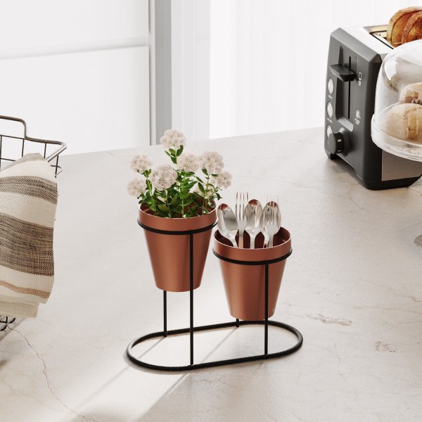 Plato 15 pots - Cuivre/noir