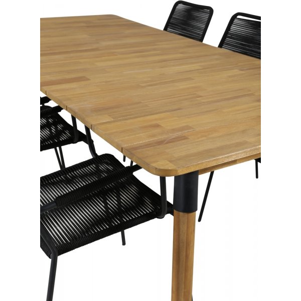 Julian utematgrupp med 6 st Lindos karmstolar - Svart/Natur