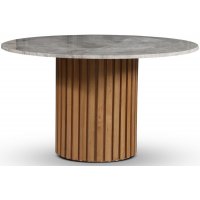 Sumo matbord Ø130 cm - Oljad ek / Silver marmor