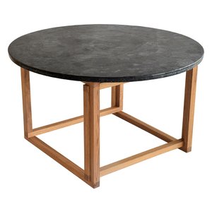 Accent soffbord rund 85 - Svart Granit / Oljad ek