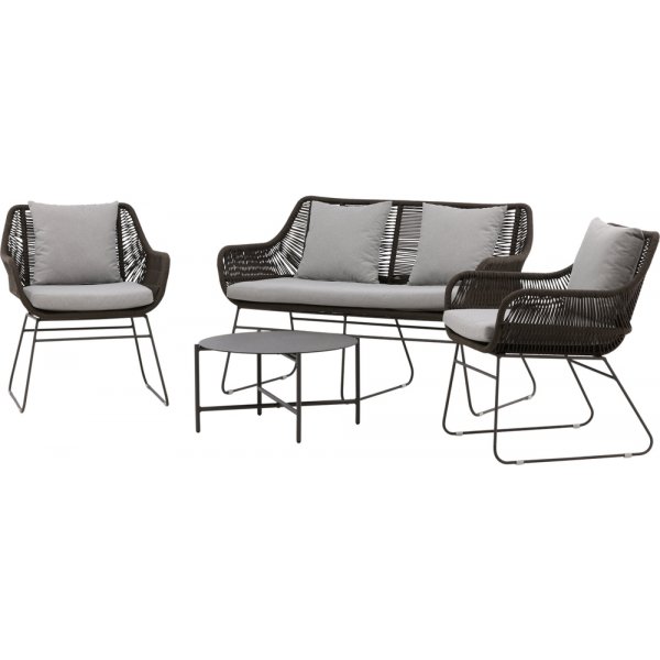 Groupe de canapés Davao - Gris foncé/marron Groupe de canapés Davao - Gris foncé/marron