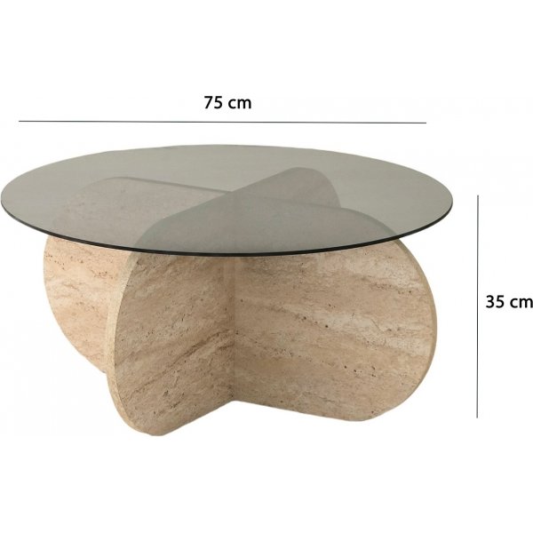 Table basse Bubble Ø75 cm - Travertin/verre fumé Table basse Bubble Ø75 cm - Travertin/verre fumé