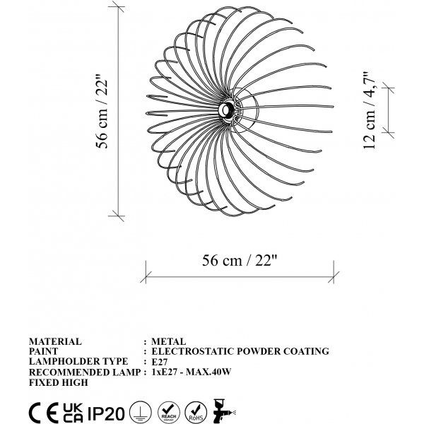 Karson vgglampa 56 cm - Guld