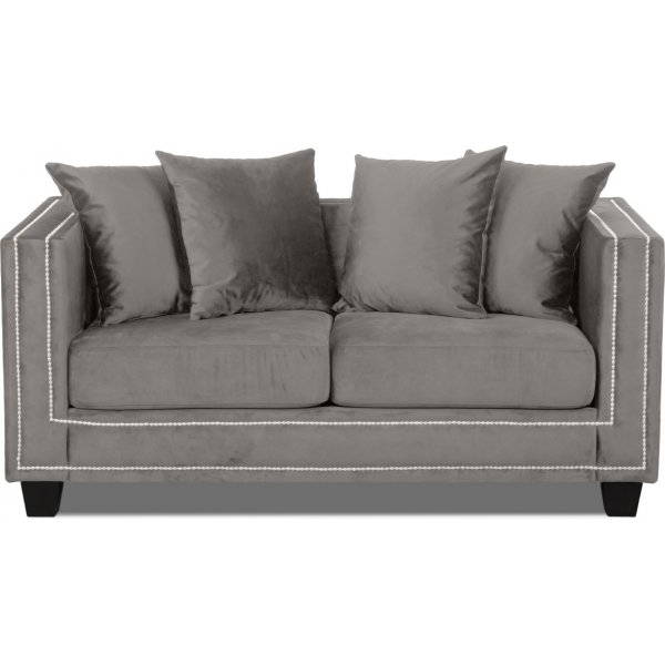 Tempel 2-sits soffa med nitar - Grbeige (Sammet)