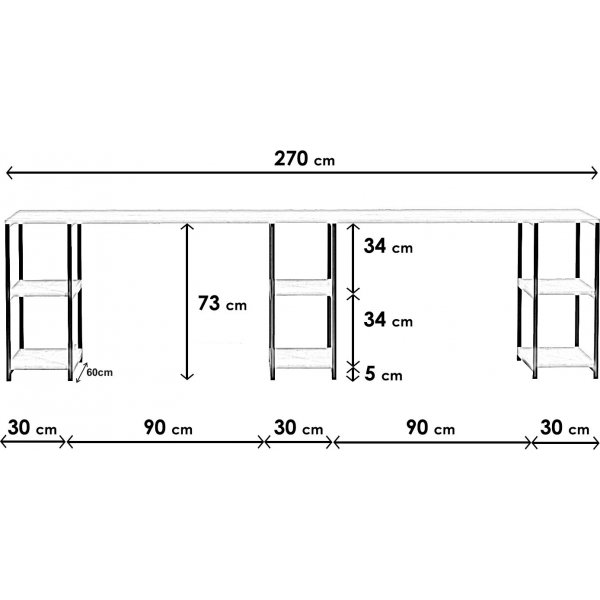 Bureau Limbo 270x60 cm - Chêne Bureau Limbo 270x60 cm - Chêne
