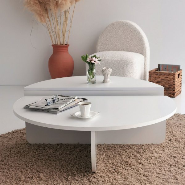 Table basse podium 90 x 90 cm - Blanc