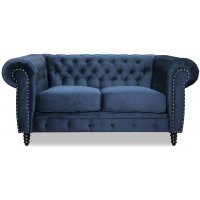 Ashford 2-sits chesterfield - Mörkblå sammet Ashford 2-sits chesterfield - Mörkblå sammet