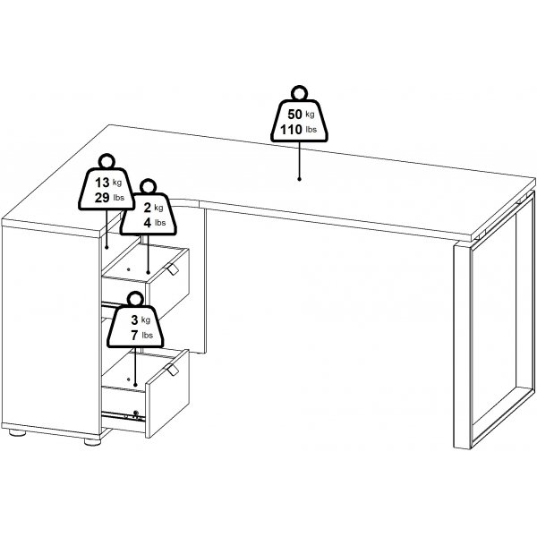 Bureau d\\\'angle Sign - Gris mat/hickory