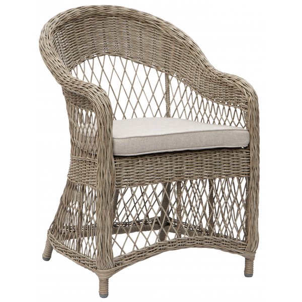 Buitenfauteuil van synthetisch rotan in natuurlijke kleur Buitenfauteuil van synthetisch rotan in natuurlijke kleur