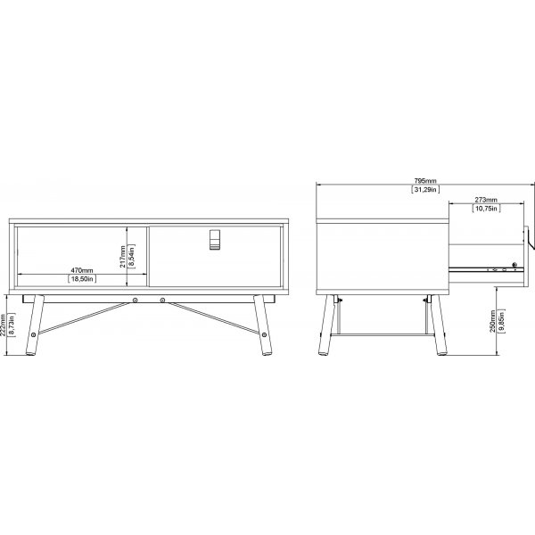 Table basse Ry 101,8 x 48,2 cm - Noir/noyer