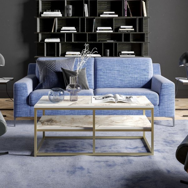 Fortuna soffbord 110,4 x 52 cm - Guld/vit