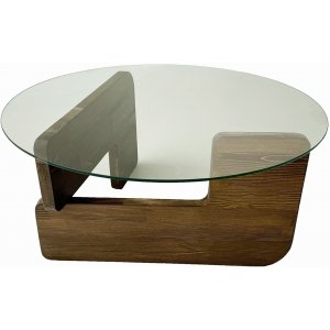 Table basse Mia 75 cm - Noyer/verre clair