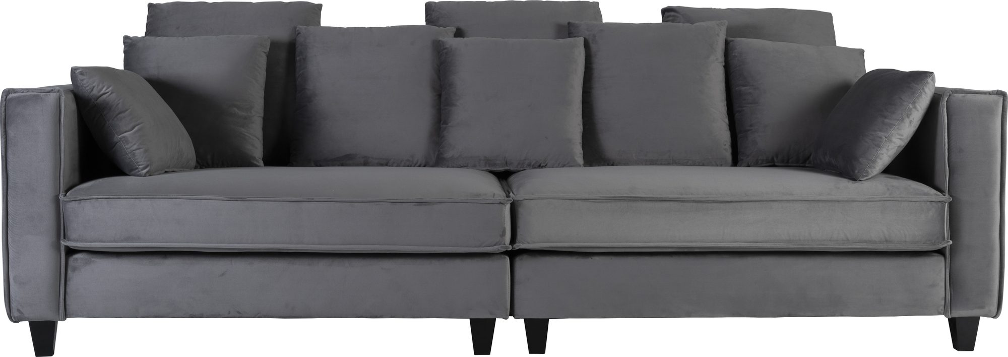 Soffa 250 cm bred mörkgrå sammet 114 cm djup Soffa 250 cm bred mörkgrå sammet 114 cm djup