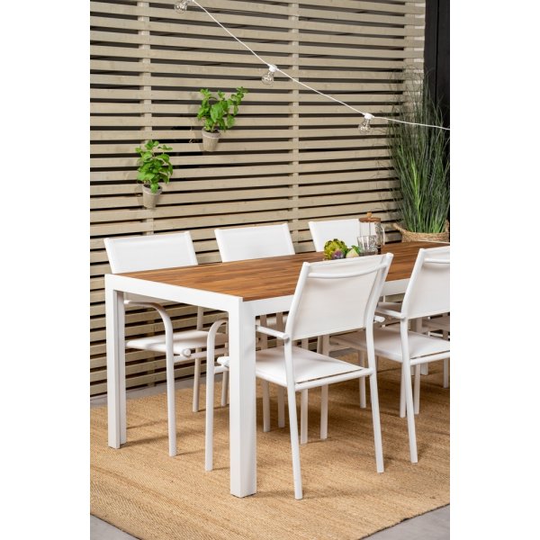 Bois utematgrupp med 6 st Santorini stolar - Natur/Vit