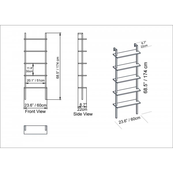 Piante bokhylla - Vit/guld