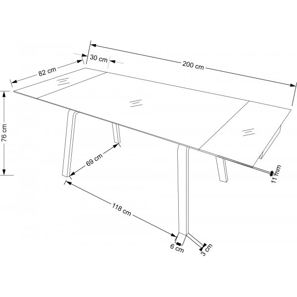 Lozano matbord 140-200 x 82 cm - Svart marmor/valnt