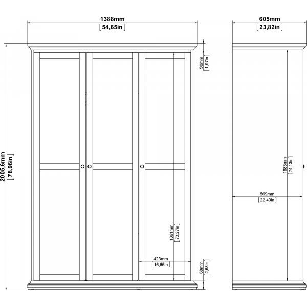 Armoire Paris  3 portes - Blanc