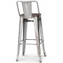 France Barstol i metall - Galvaniserad / Brunt tr