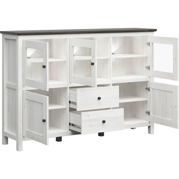 Hesen vitrinekast - Wit/zwart