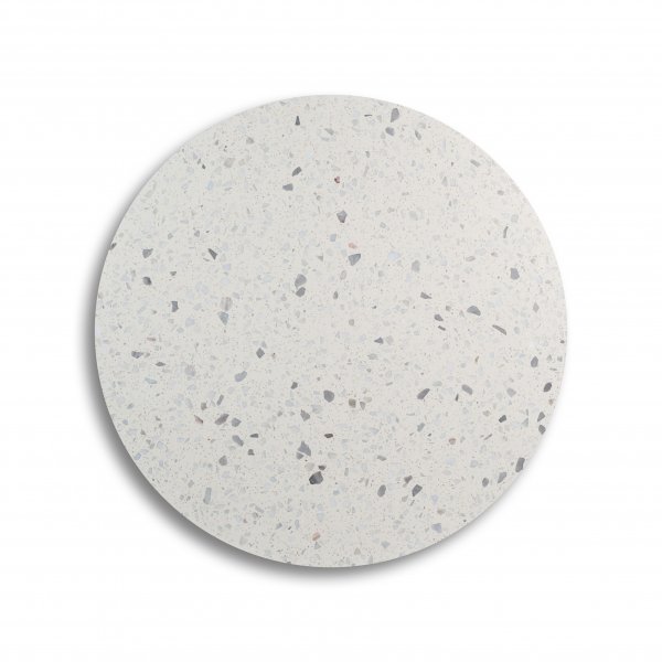 Terrazzo runt soffbord  80 cm - Bianco Terrazzo & underrede Star svart metall
