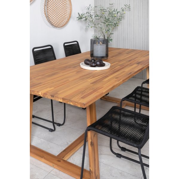 Plankton utematgrupp med 6 st Lindos stolar - Svart/Natur