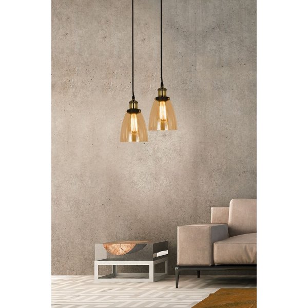 Becky taklampa - Antik/amber