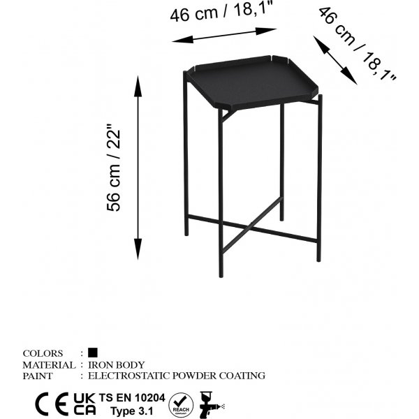 Table basse Vela 46 x 46 cm - Noir