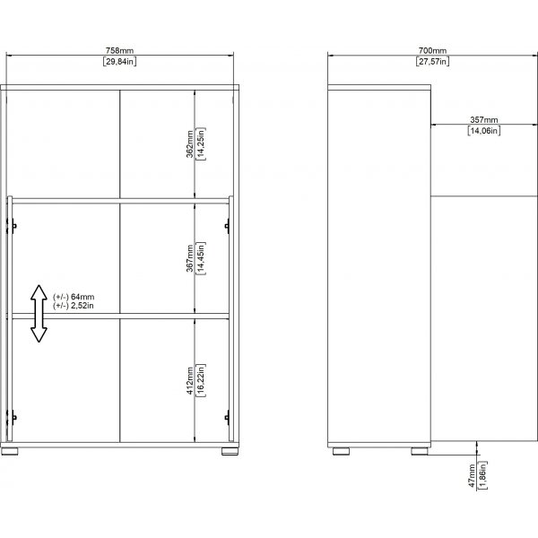 Bibliothèque basse avec portes Sign - Gris mat/hickory Bibliothèque basse avec portes Sign - Gris mat/hickory