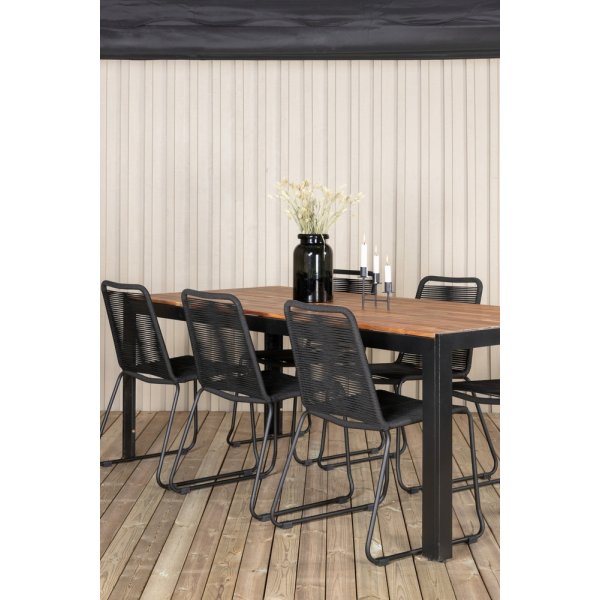 Bois utematgrupp med 6 st Lindos stolar - Svart/Akacia Bois utematgrupp med 6 st Lindos stolar - Svart/Akacia