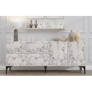 Stella skänk med vägghylla - Carrara marmor