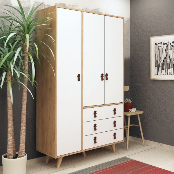 Armoire Musso 120x52x187 cm - Chêne/blanc Armoire Musso 120x52x187 cm - Chêne/blanc