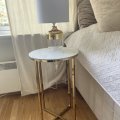 Kundbild Palasso runt Lampbord Ø40 cm - Mässing / Ljus marmorering