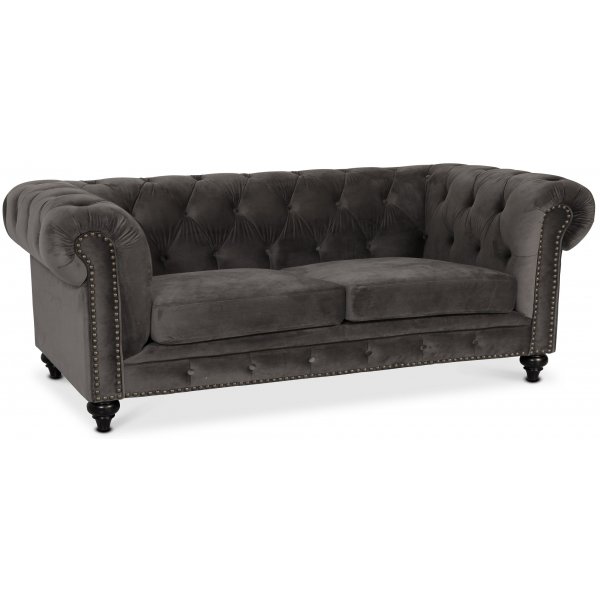 Chesterfield Montgomery 3-sits soffa - Gr� sammet