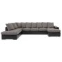 Divansoffa med ppet avslut vnster + 4-sits med divan - Gr/skinn
