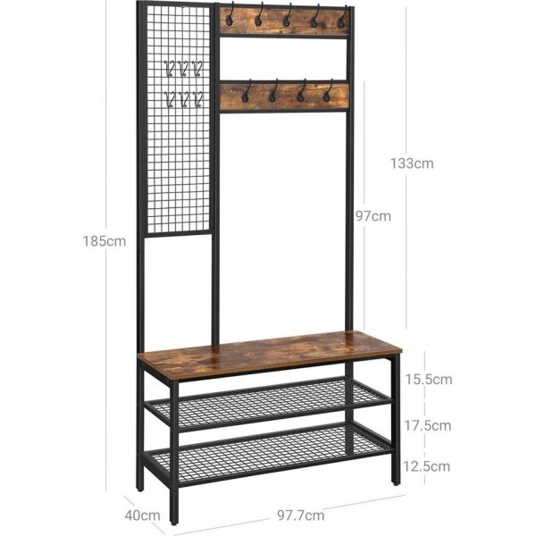 Meuble entrée sergent - Marron/noir Meuble entrée sergent - Marron/noir