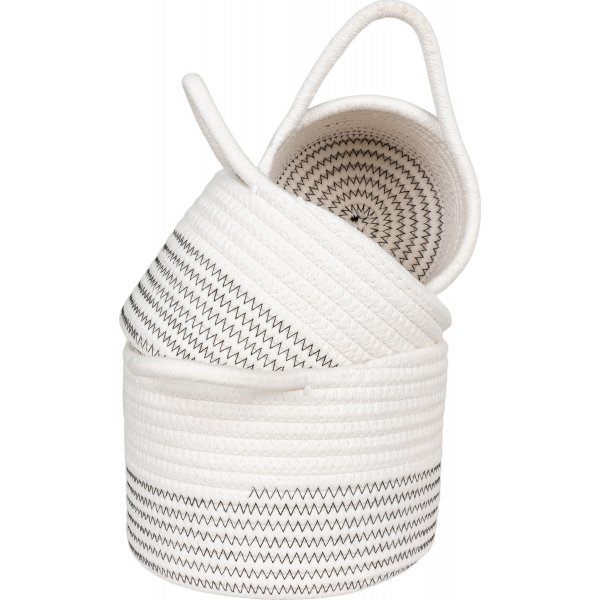 Lot de 3 paniers - Blanc/gris Lot de 3 paniers - Blanc/gris