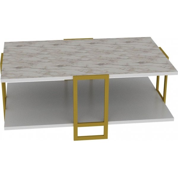 Polka soffbord 91,5 x 61,5 cm - Guld/vit Polka soffbord 91,5 x 61,5 cm - Guld/vit