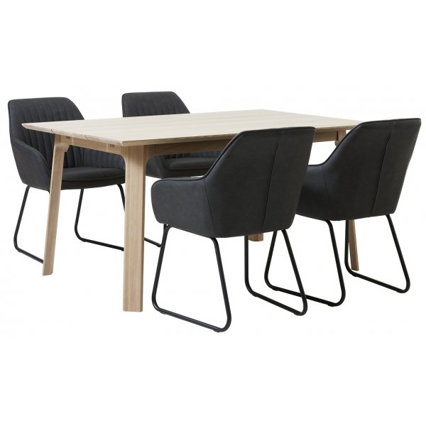 Chaise Block\\\'s en PU gris avec piètement en métal Chaise Block\\\'s en PU gris avec piètement en métal