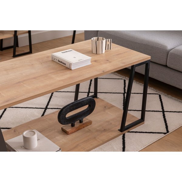 Table basse Lissa 120 x 50 cm - Chne saphir/noir