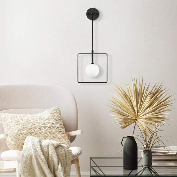Geometry wandlamp 11115 - Zwart/wit