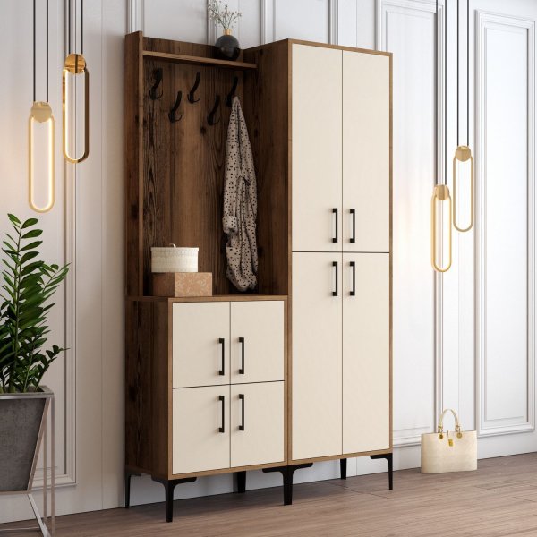 Meuble d'entrée berlinois ba - Noyer/crème Meuble d'entrée berlinois ba - Noyer/crème